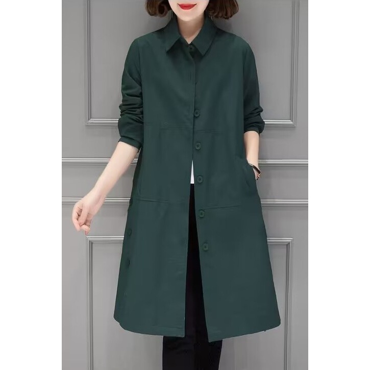 Early Autumn New Mid-Length Solid Color Shirt Sun Protection Windbreaker Women's Spring and Autumn Korean Fashion Versatile Top Jacket