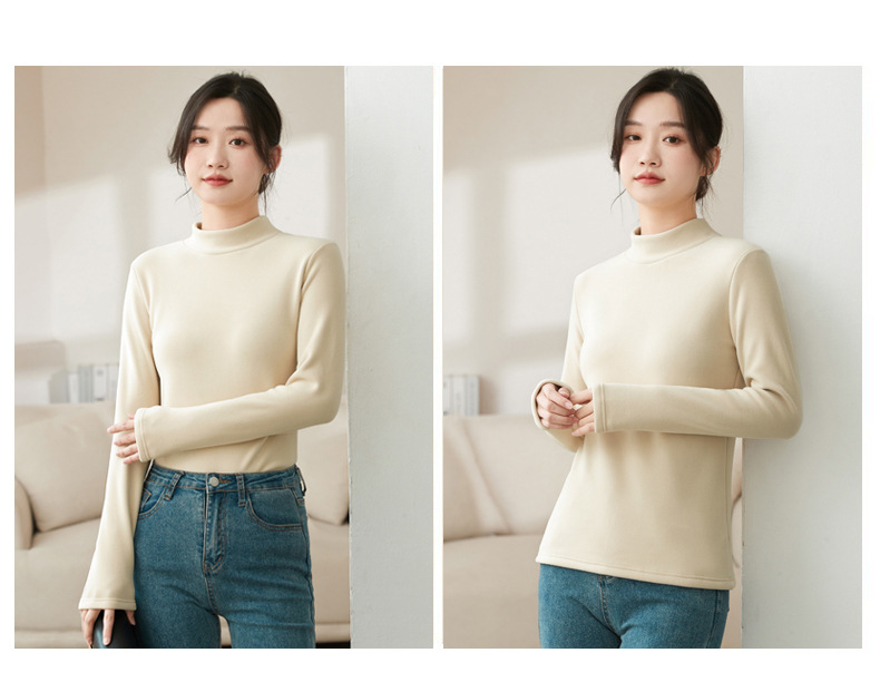 Abbigliamento da donna, maglione a collo alto in velluto tedesco, autunno e inverno, nuovo, intimo spesso, di alta qualità, nero, collo medio, caldo_voghion.com