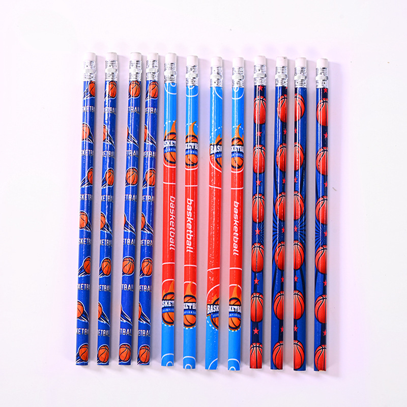 Cross-Border Pencil, Baseball, Basketball, Rugby, Football Series Pencils with Erasers, Student Supplies, Manufacturer Wholesale