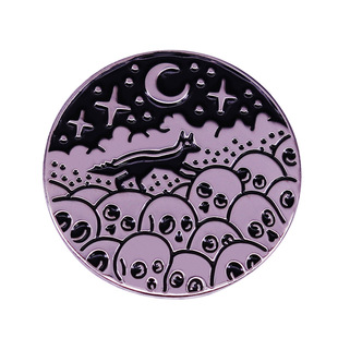Moonlight Skull Pile Brooch Horror Ghost Atmosphere Badge Halloween Skull Pin