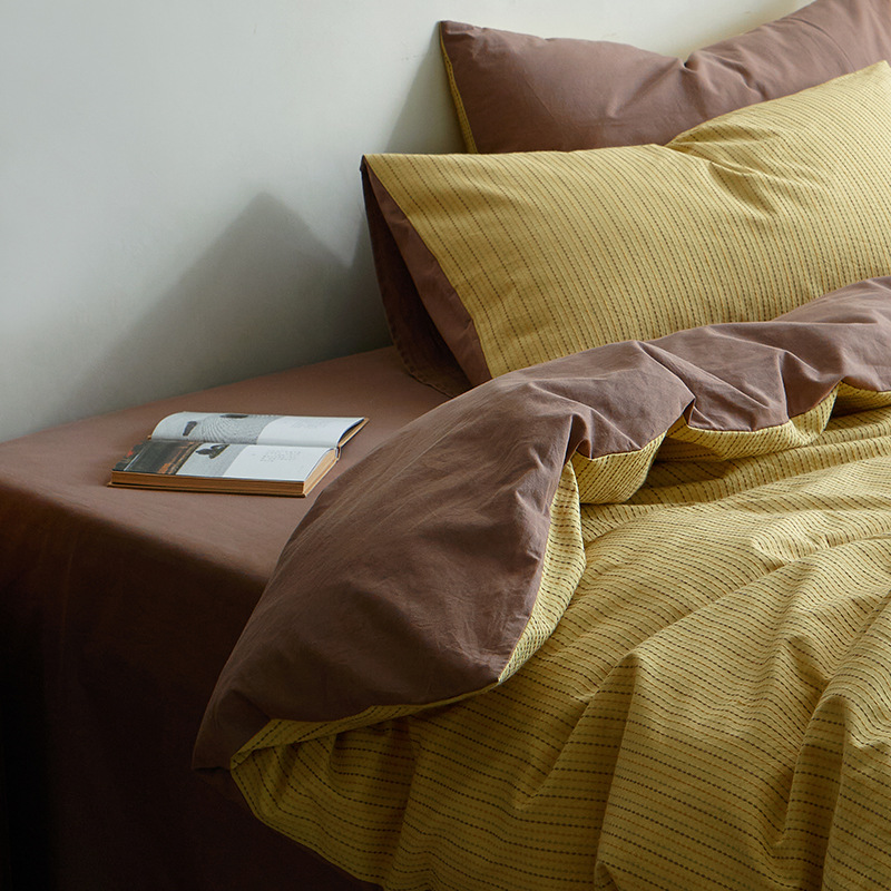 Parure de lit 4 pièces en jacquard de coton style vintage_voghion.com