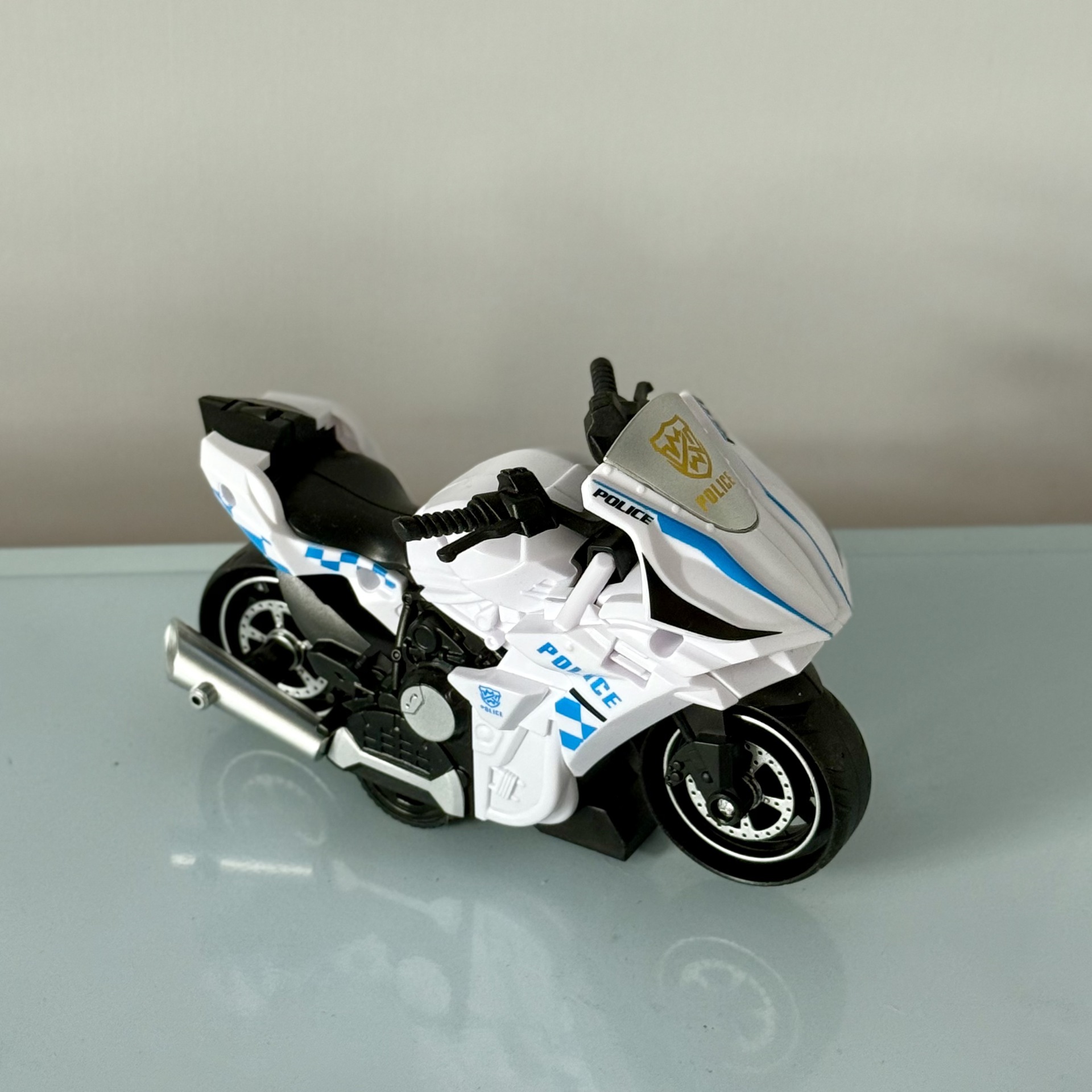 Modelo de coche de simulación motocicleta inercial para niños colisión deformable coche de policía especial juguete regalo al por mayor