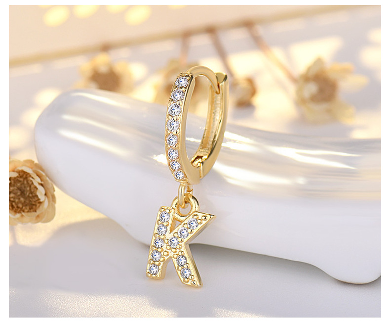 Women'S Gender Fashion Letter Copper Plating Zircon Drop Earrings 1 Piece