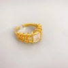 Fashionable adjustable square golden stone inlay, ring, Japanese and Korean, city style, with gem, light luxury style