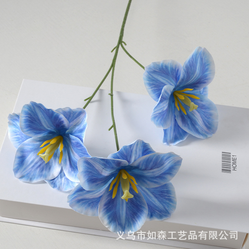 Flor artificial flor azul material boda salón decoración del hogar Rosa artificial Flor de plástico al por mayor