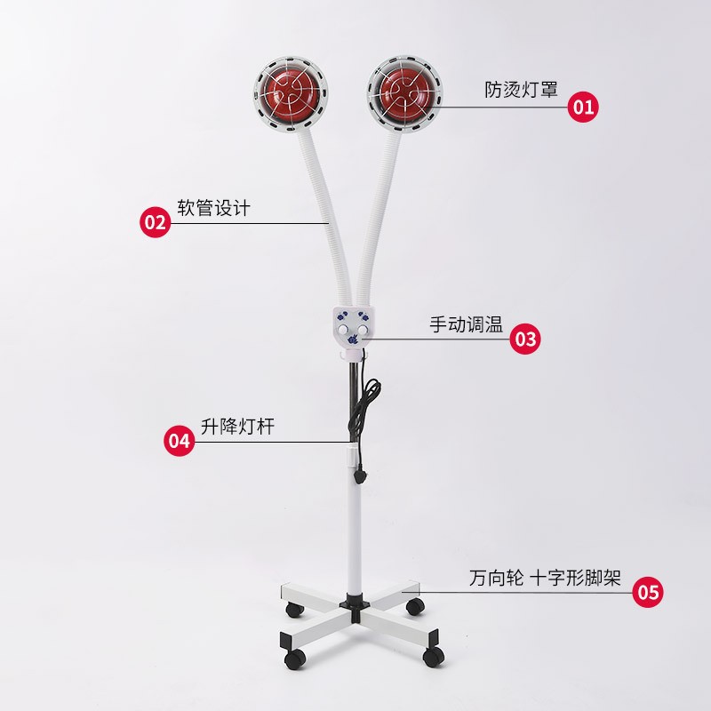 Salón de belleza especial de doble cabeza doble control lámpara de horneado eléctrica lámpara de horneado doméstica tipo piso infrarrojo lámpara de horneado transfronteriza mayorista