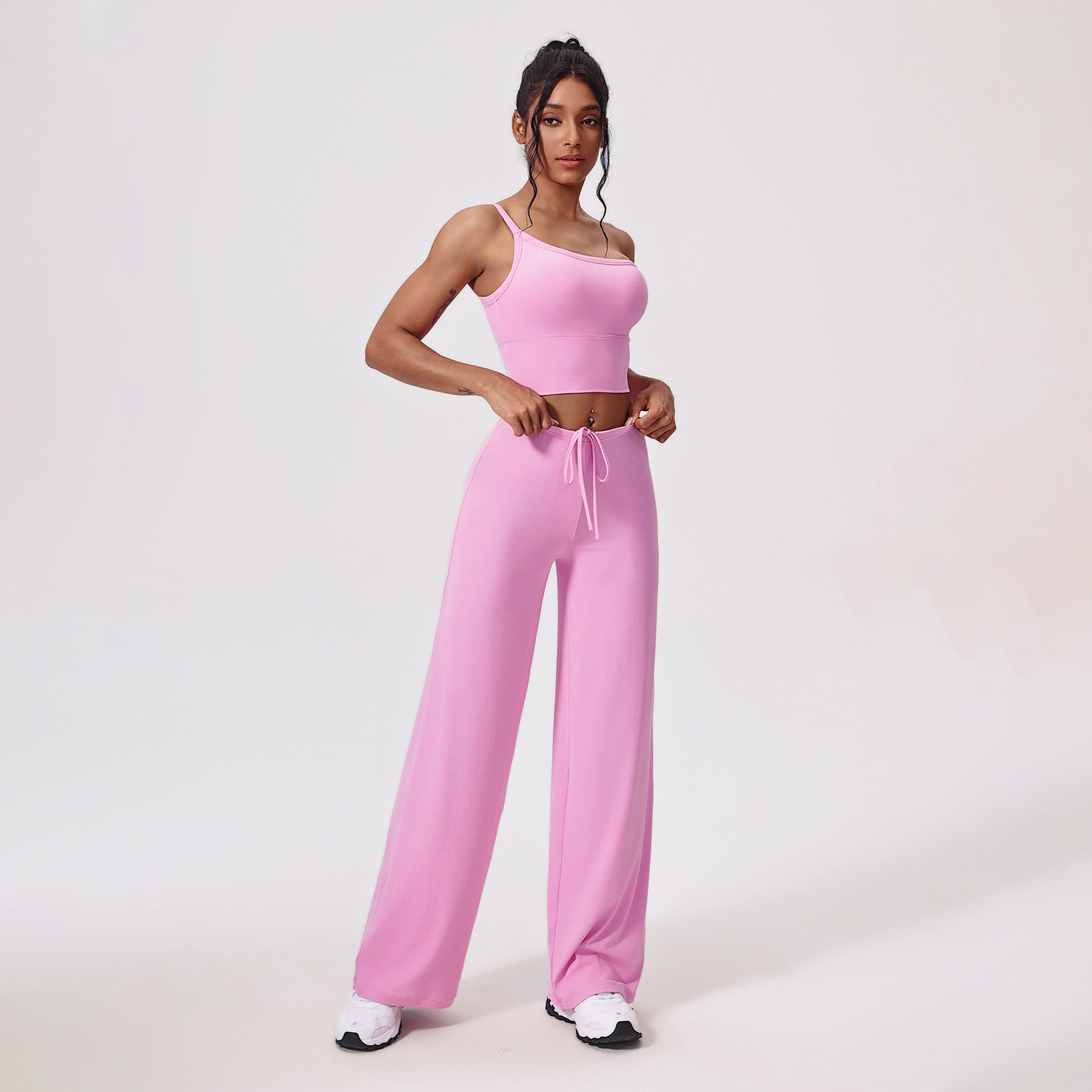 Antibacterial Yoga Clothes Suit Slant Shoulder Tight Quick-drying Workout Clothes