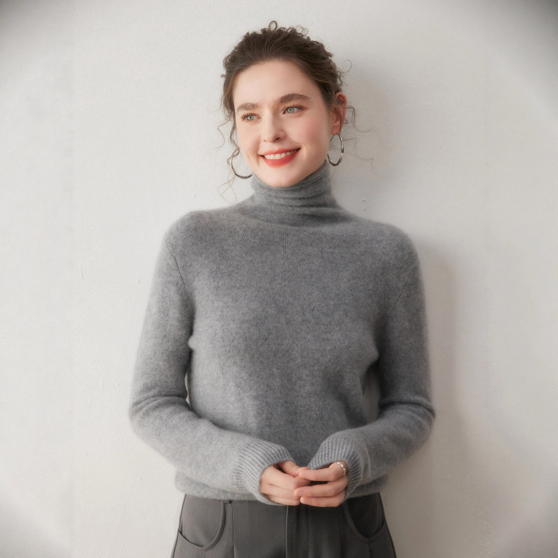 Cashmere Knitted Bottoming Shirt for Women, Simple and Versatile Seven-Stitch Rolled Edge Half Turtleneck Pure Color Inner Pullover Sweater Top Cashmere Knitted Bottoming Shirt for Women, Simple and Versatile Seven-Stitch Rolled Edge Half Turtleneck Pure Color Inner Pullover Sweater Top