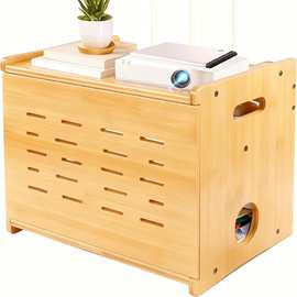 木制路由器光猫收纳盒电缆整理盒wifi收纳盒家用客厅桌面数据线盒