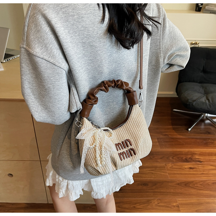 2025 Pleated handbag for Women's summer, a new niche design, trendy and fashionable, versatile woven single-shoulder crossbody bag undefined