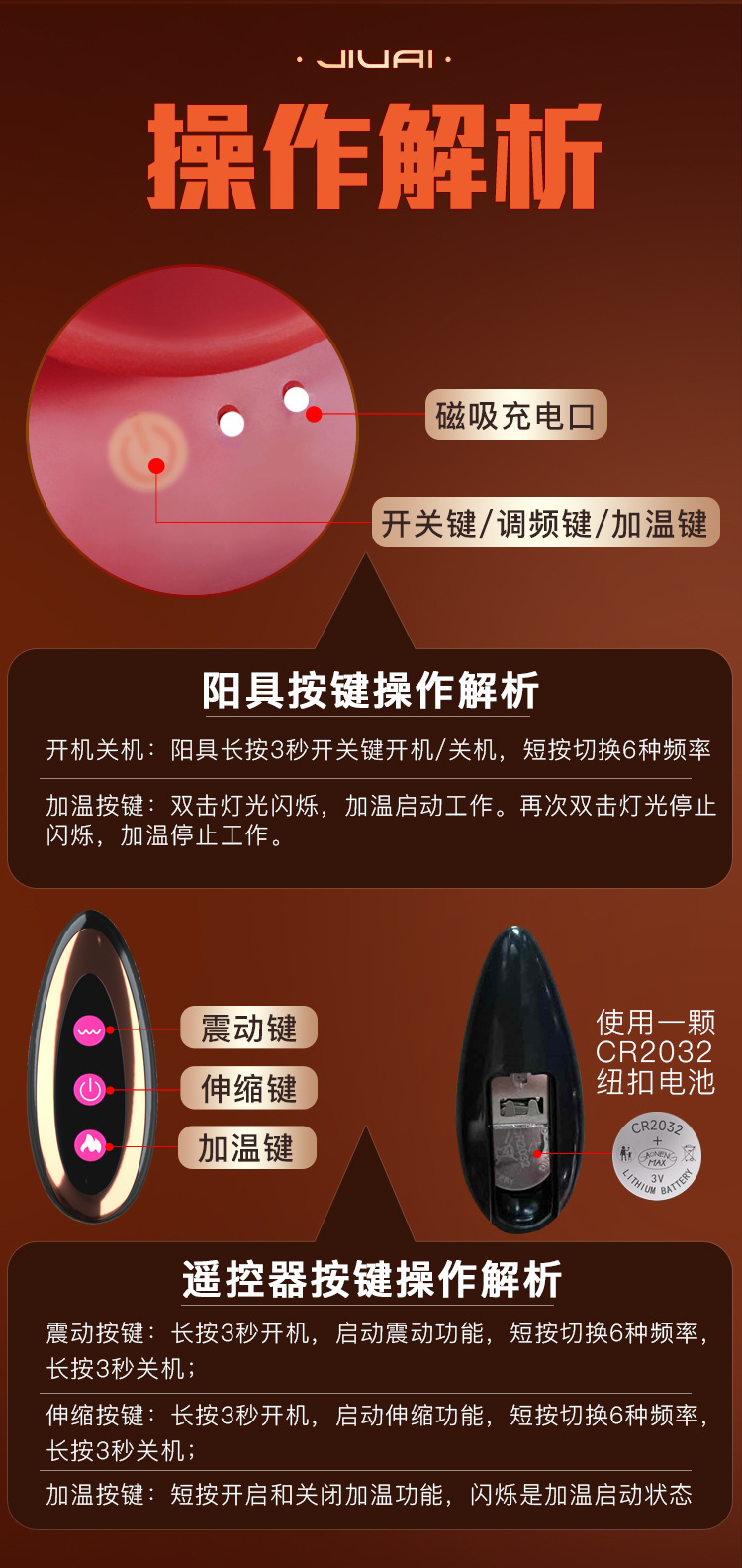 Jiuai Zhuhuang Retractable Swinging Dildo, Soft Silicone Flesh Simulation, Adult Toy — detail image 29