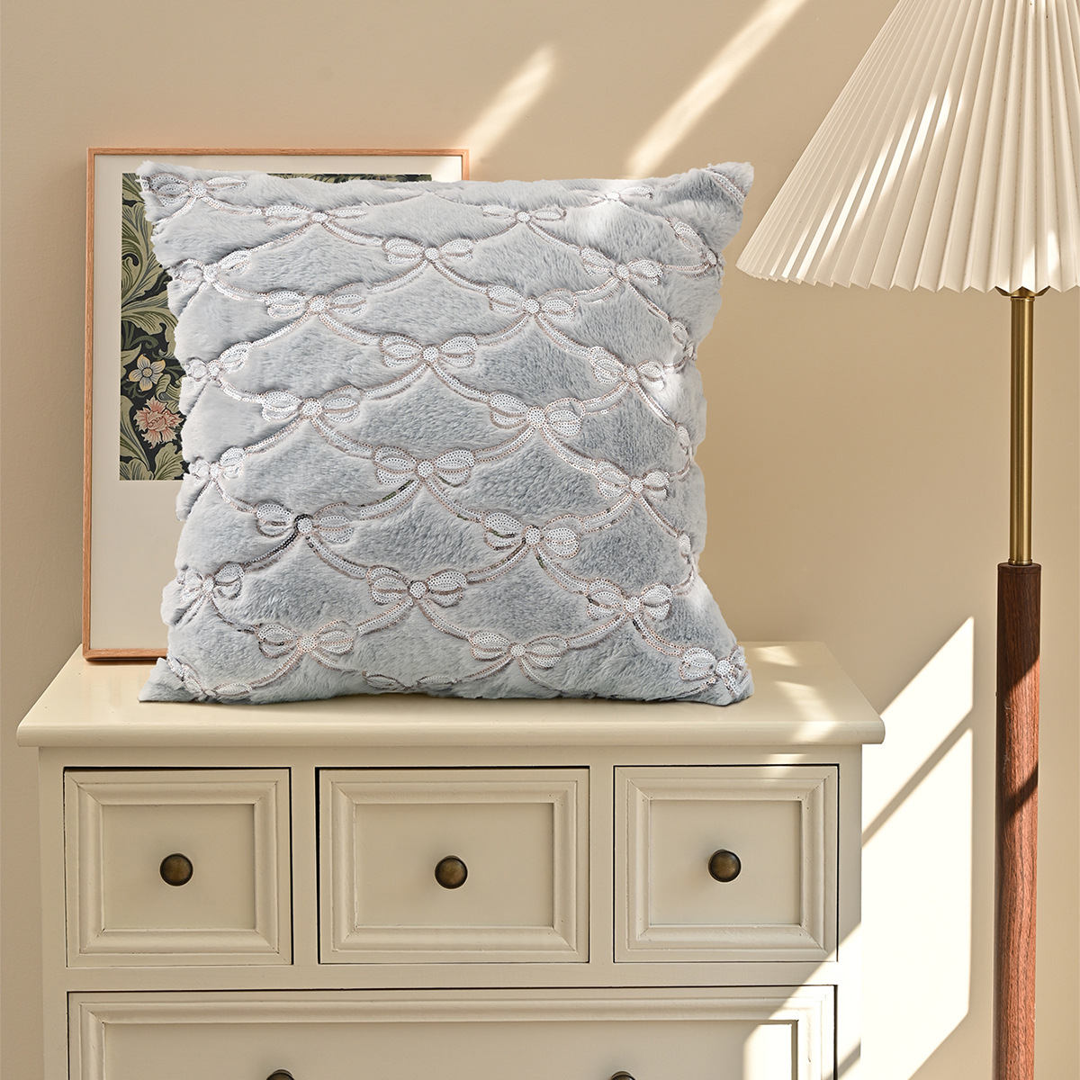 Cross-border amor doble arco almohada cubierta universal simple peluche sequinilla almohada cubierta sofá de oficina cubierta de cintura