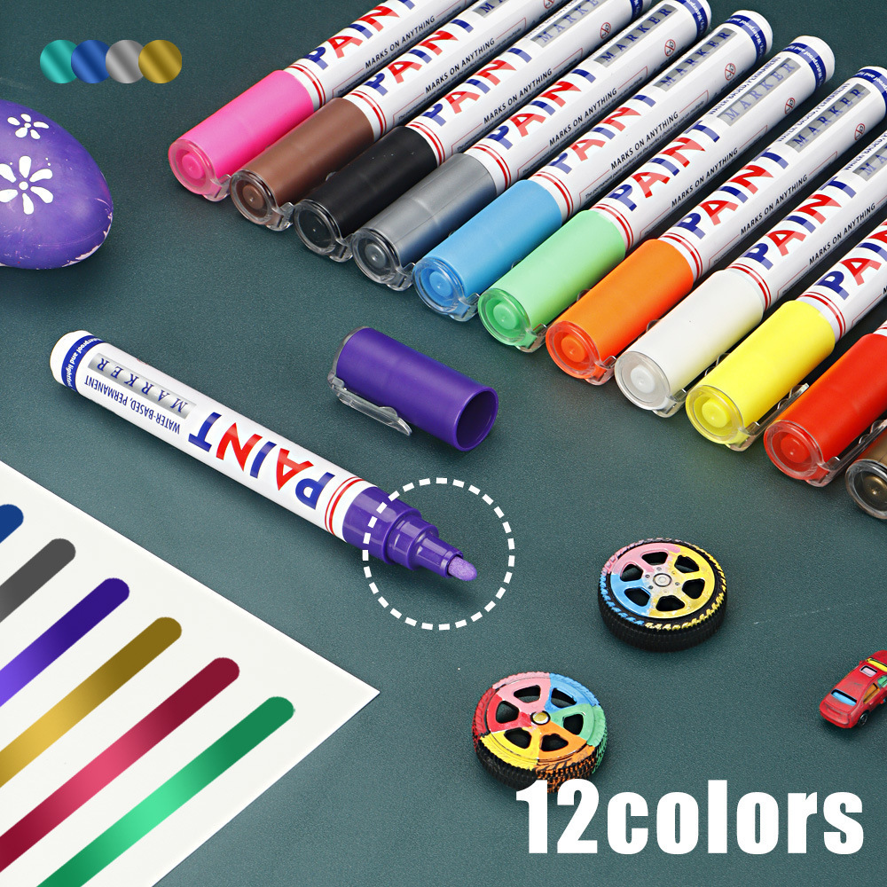 Pluma de pintura transfronteriza impermeable no se desvanece marca de secado rápido para neumáticos de automóviles muebles de estala de pintura de reparación