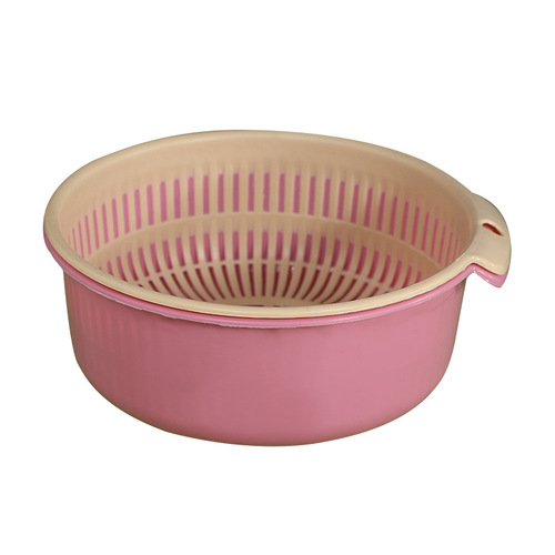 Factory Store Double-Layer Hollow Drain Basket Portable Kitchen Creative Plastic Vegetable Basket Home Fruit Basket with Logo Printing
