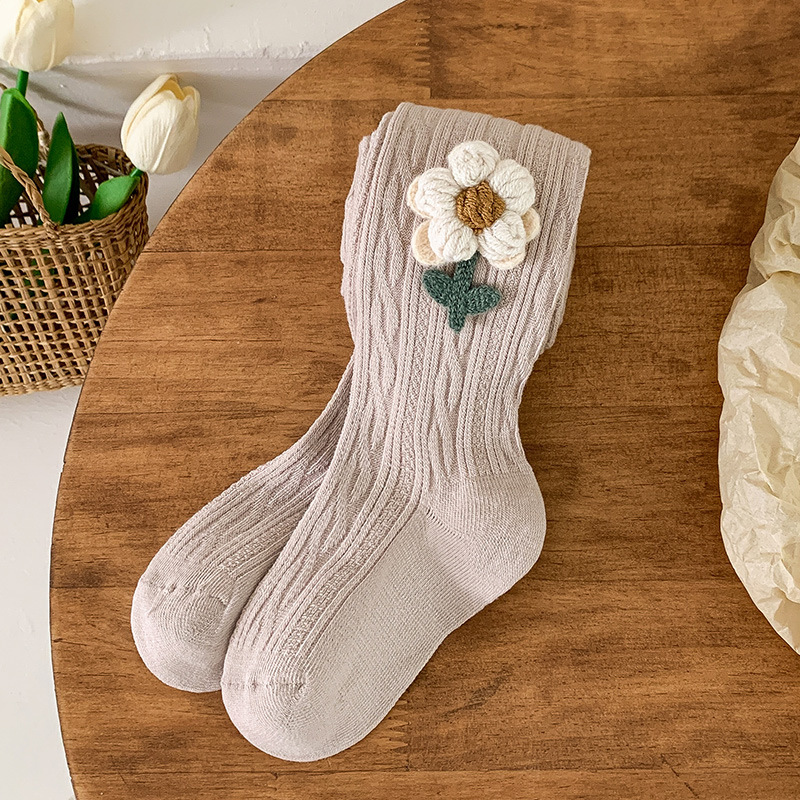 Nuevo otoño e invierno Bebé cepillado Flor de dibujos animados lindo pantimedias lindo calcetines calientes bebé leggings ajustables