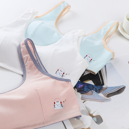 Manufacturer wholesale girls' underwear, high school students, junior high school students' bras, developmental period middle school students' pure cotton sports back bras