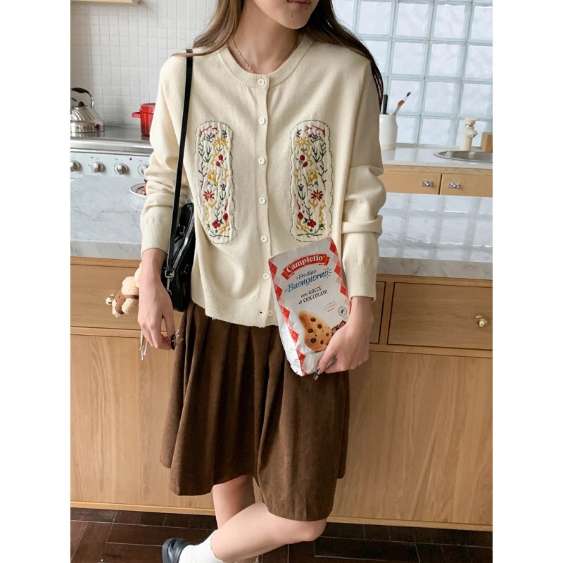 3th Morning Collection: Romantic Vintage Floral Embroidered Round Neck Versatile Knit Cardigan ZY4518 3th Morning Collection: Romantic Vintage Floral Embroidered Round Neck Versatile Knit Cardigan ZY4518