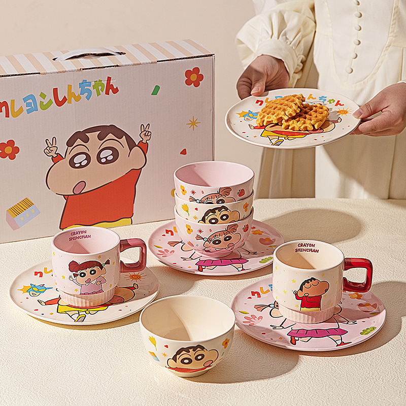 [Modern Housewife & Crayon Shin-Chan] Tableware Set Bowls and Plates Home One-Person Dinner Plate Children's Birthday Gift