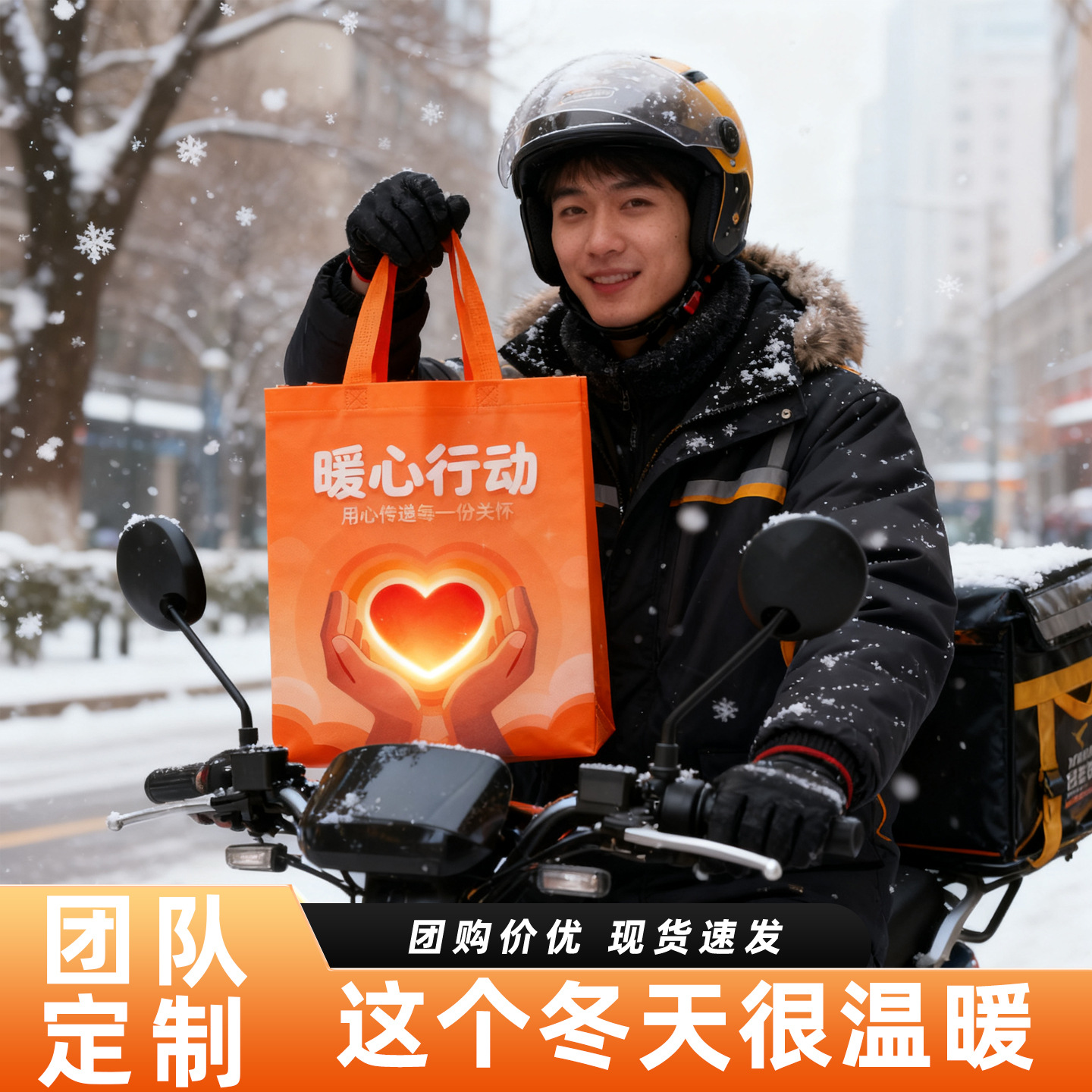 冬季外卖骑手保暖面罩帽子防水触屏保暖手套礼品慰问实用礼物套装