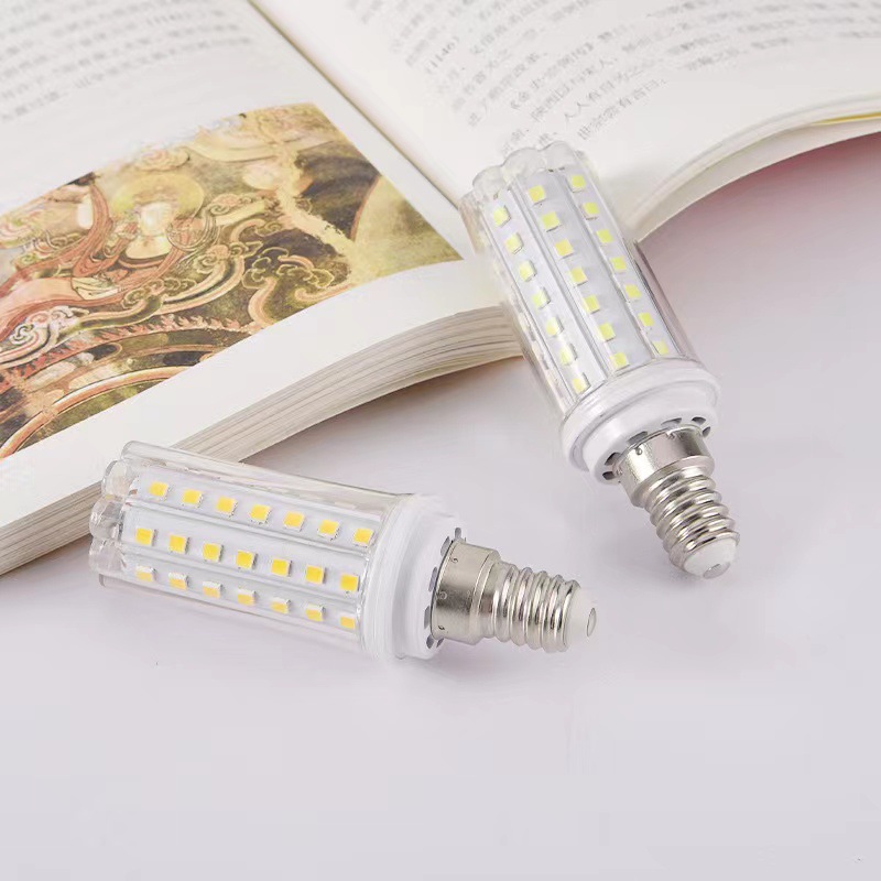 LED bulb E14 E27 base corn warm white cool white household super bright energy-saving bulb three-color variable light
