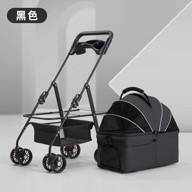 犬猫用ペットベビーカー、軽量折りたたみ式屋外ペットベビーカー、小型犬用ベビーカー、取り外し可能なバスケット|undefined