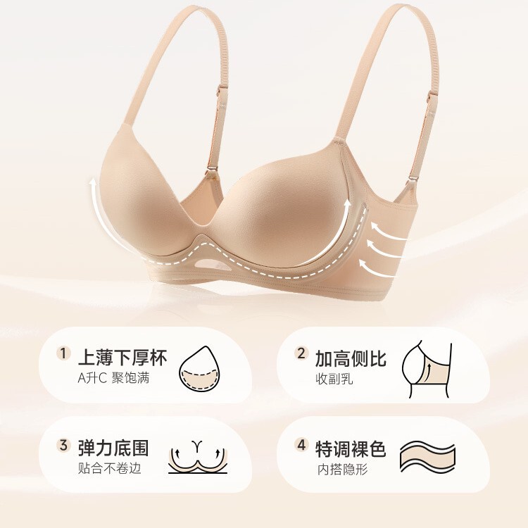 漫画提拉纯欲聚拢内衣女小胸显大提拉塑形粉底液夏季隐形不透圆圆|undefined