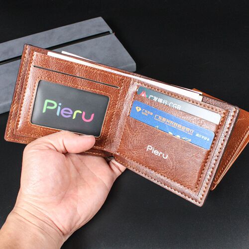 Hot Selling Fire Burned Ground male wallet large capacity faux leather fashionable youth money clip short men's ticket holder