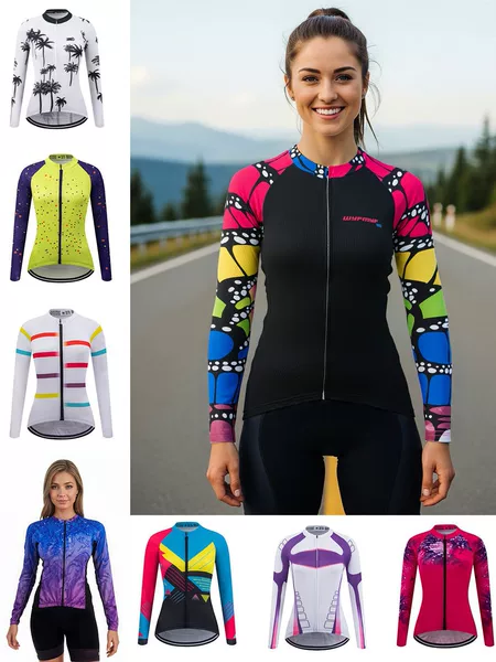 Spring and Autumn New Women's Long-Sleeve Cycling Jersey with Pockets, Bicycle Riding Top, Cycling Gear