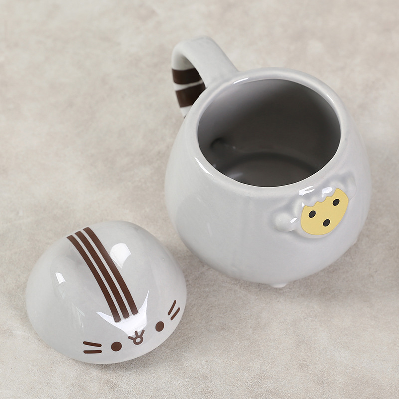 Selección estricta de tazas de cerámica con tazas de cubierta de tazas de marca de tazas de agua de dragón de dibujos animados, fabricantes de gatos