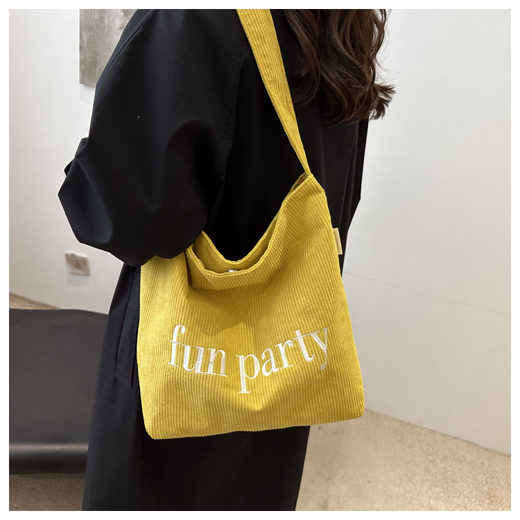 Simple hand-held corduroy large-capacity daily casual work single-shoulder bag, niche tote bag, fashionable canvas bag undefined
