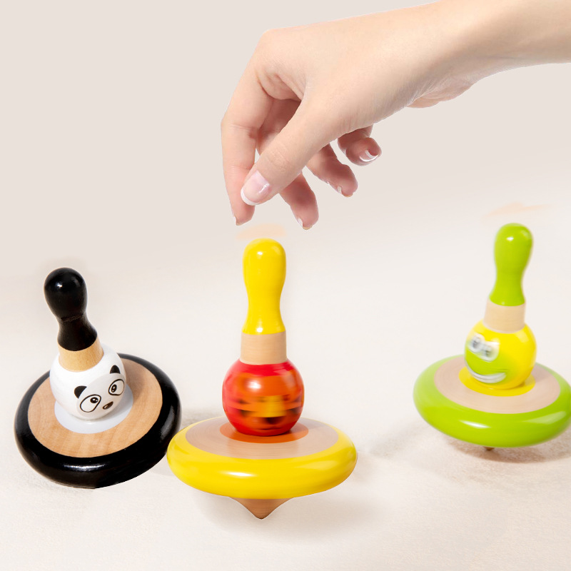 Puesto de venta caliente celebridades de Internet con el mismo estilo de giroscopio de madera juguetes de jardín de infantes giroscopio de color de madera regalos promocionales