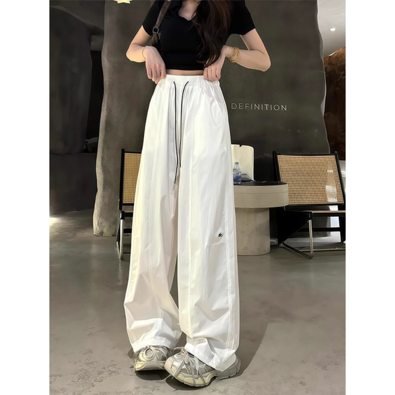 春夏の女性用薄手ワークウェアワイドパンツ、大きいサイズ、太mm、ゆったり、着痩せ、速乾カジュアルパンツ、スポーツストレートパンツ|undefined