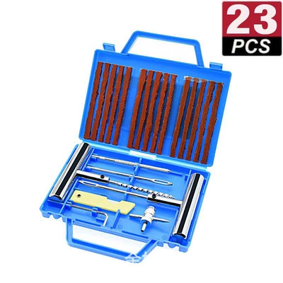 Cross-Border Car Tire Repair Tool Set 23-Piece Tire Repair Kit Rubber Strips Motorcycle Vacuum Tire Quick Repair Emergency Kit (Kempinq və səyahət) - blue-23-piece-set