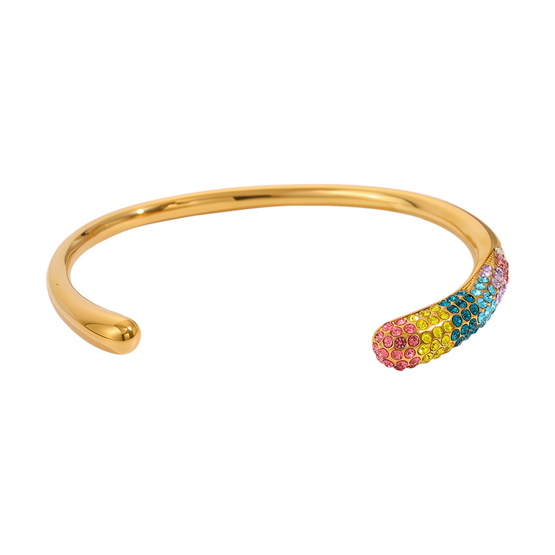 Pulsera de acero de titanio para mujer, sentido de alta gama, pulsera retro europea y americana que no se desvanece, oro de arena, apertura, circón, joyería de pulsera de acero inoxidable image 45