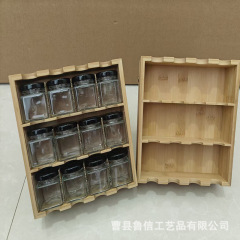木製壁掛けキッチンラック調味料ラック12格家庭収納用品香料調味料収納ラック