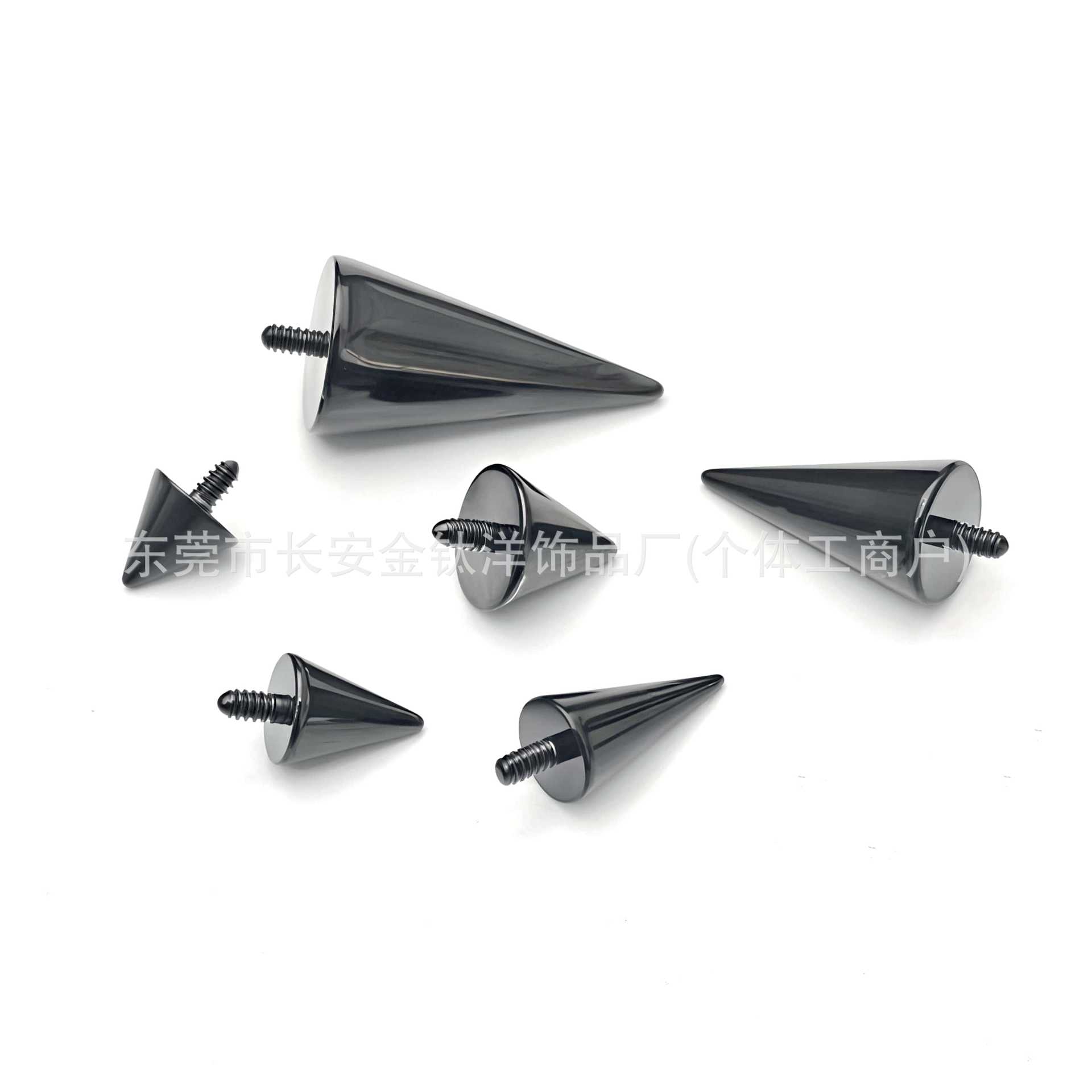 F136 Titanium Black-Plated Spike Devil Nose Stud Lip Stud Eyebrow Stud External Thread Piercing Jewelry detail image 8