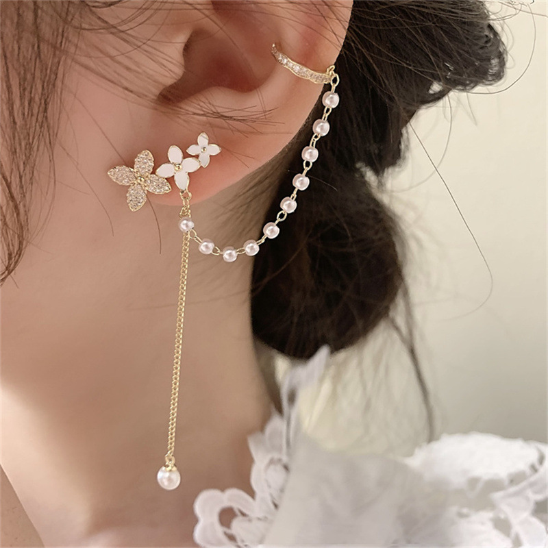 韩国东大门新款法式轻奢小众设计师耳骨夹高级感长款蝴蝶耳夹