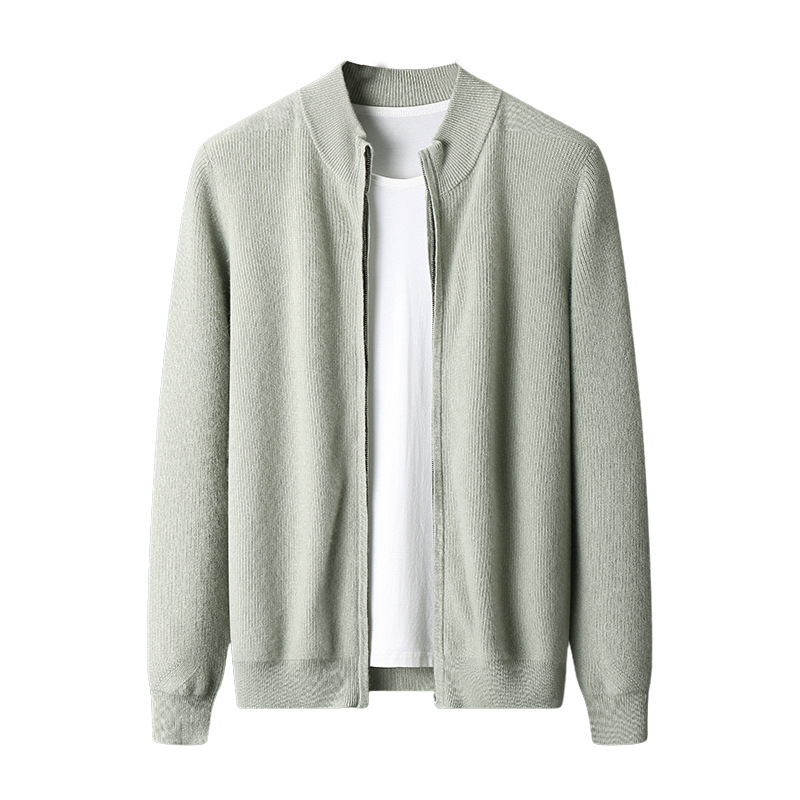 Men's woolen demi-season cardigan for leisure