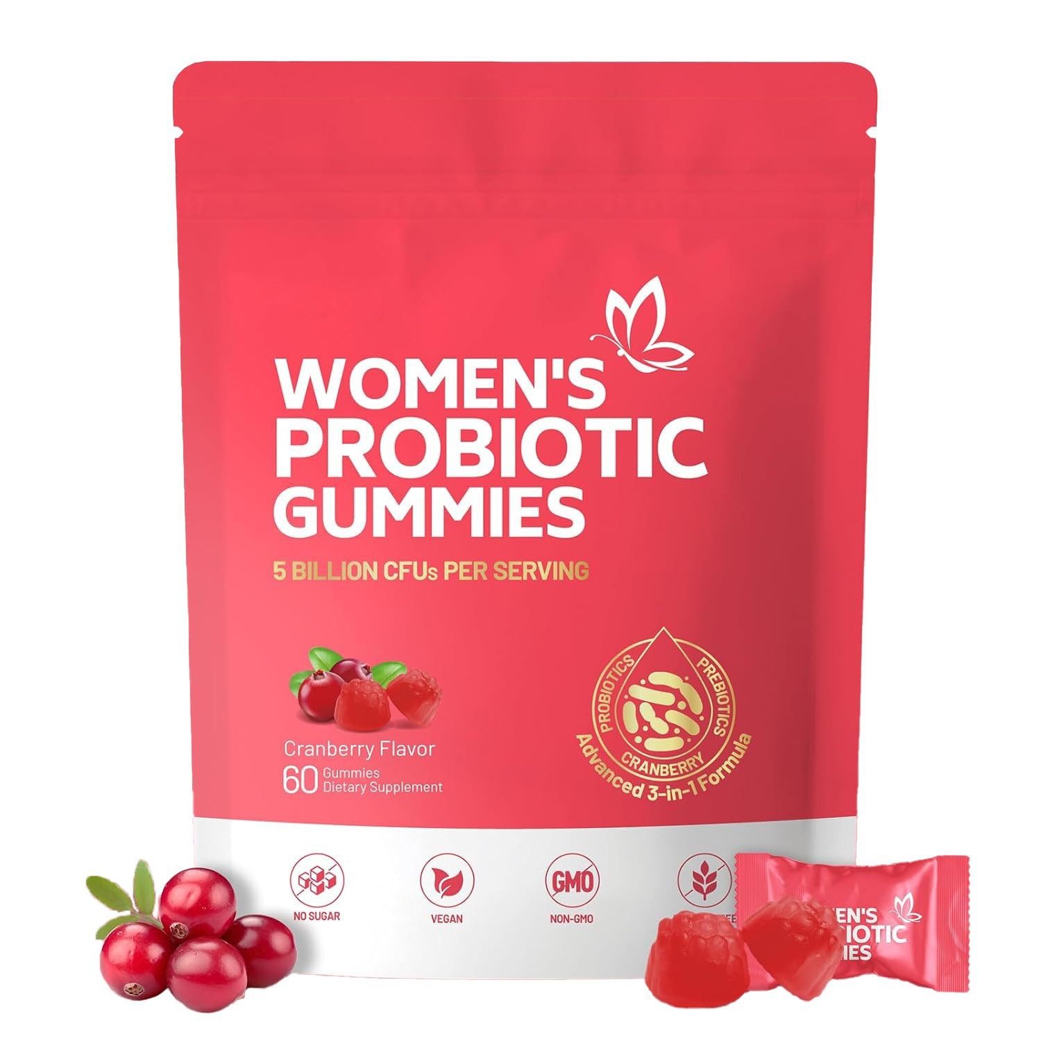 In stock Amazon's popular cranberry women's probiotic gummies…