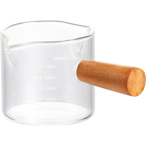 Coffee measuring cup utensil extraction glass with scale concentrated small milk cup ounce liquid cup wooden handle high-end and exquisite