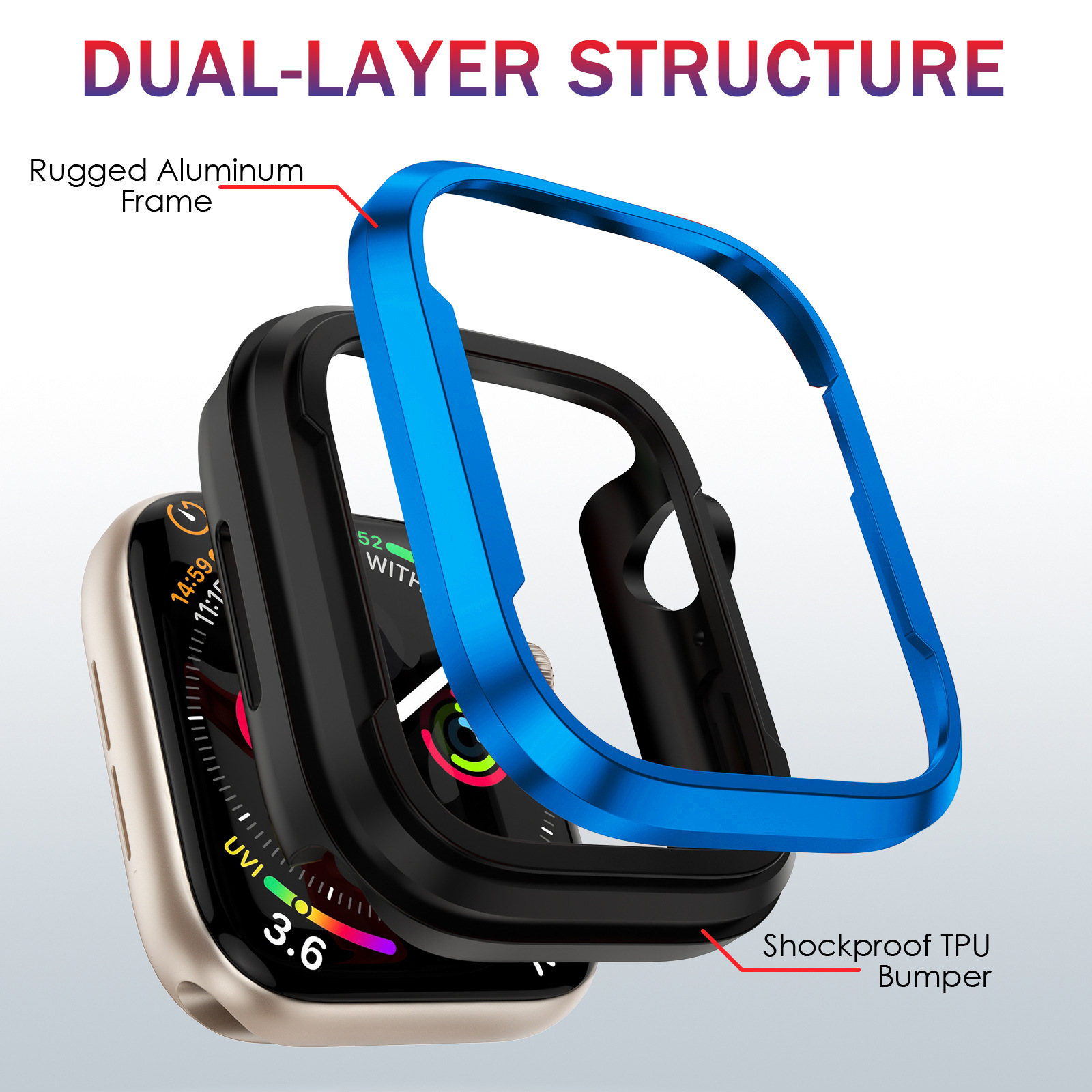 适用iwatch6/5/4/SE代苹果手表壳Apple Watch7保护表壳金属保护套