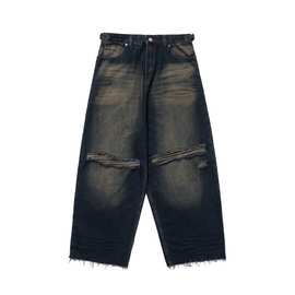 25ss高版本 巴黎B家24FW新款 毛须挑破磨破宽松百搭款男女款牛仔