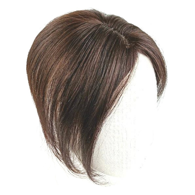 Peluca de pelo real cabeza parche de pelo blanco de las mujeres que cubre el cabello invisible transpirable peluca superior parche de cabello natural