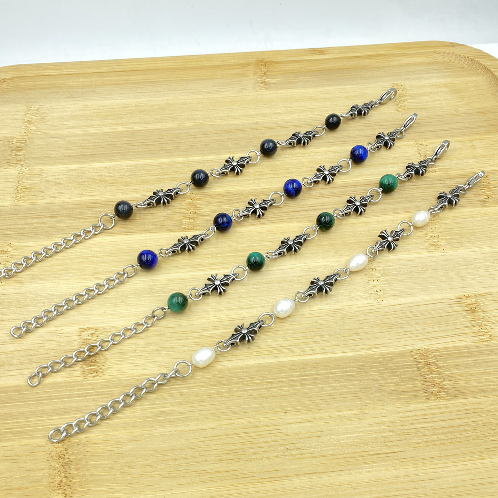 Organic retro brand classic bracelet stainless steel pearl