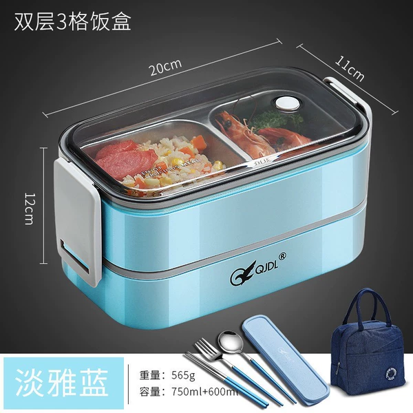 Blue lunch box bag, 3 cells