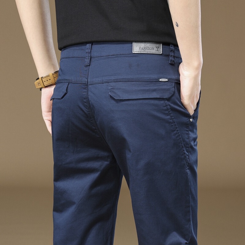 High-end sapphire blue cotton casual pants men's slim-fit straight autumn new business pants men's fashion trousers High-end sapphire blue cotton casual pants men's slim-fit straight autumn new business pants men's fashion trousers