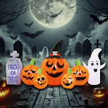 万圣节带帽南瓜气模鬼节恐怖墓碑白鬼幽灵充气气模户外花园摆件