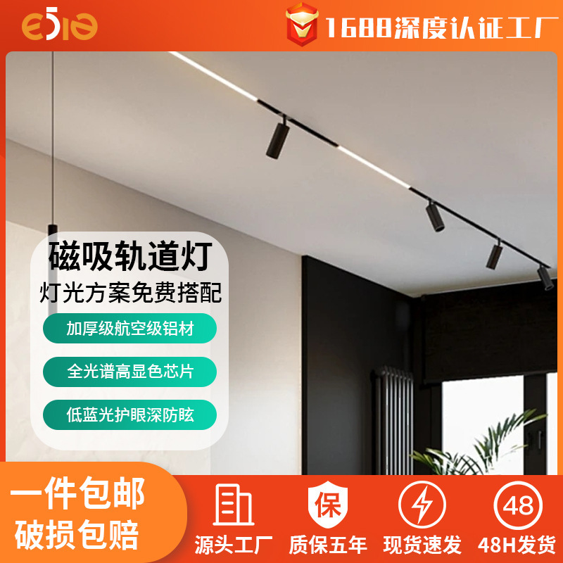 磁気吸引レールランプ埋め込み式リビングルーム家庭用無主灯卸売り明装led磁気吸引ランプランプ軌道|undefined