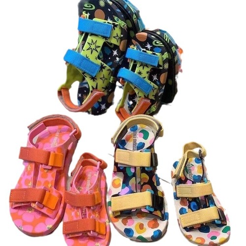 2024 New Children's Shoes Summer Children's Sandals Flat Bottom Velcro Velcro Sports and Leisure Contrast Color Roman Beach Shoes