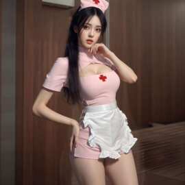 内衣美胸甜心护士女仆围裙纯欲开衩包臀绑带交织超骚制服